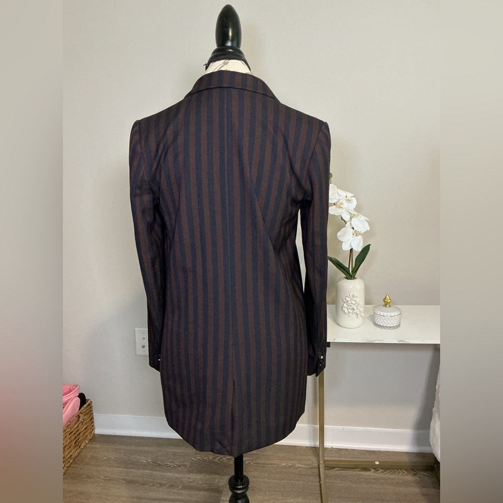 Women's Striped Black and Brown Blazer - Picture 3 of 10